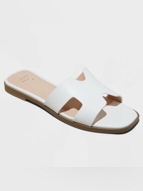 a New Day Nina Slide Sandals White Women’s 7 Spring Causal Summer Travel Trip